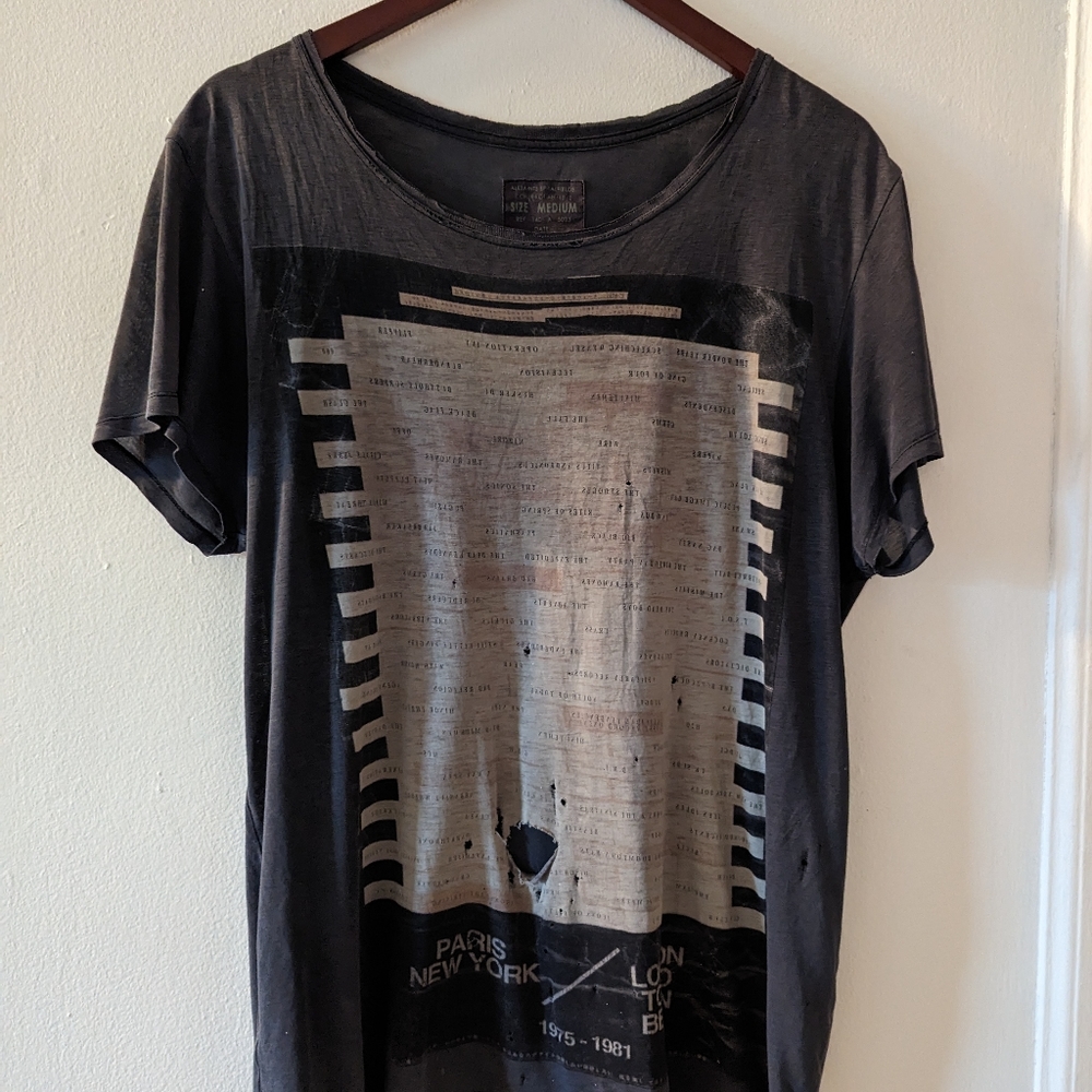 All Saints Black Graphic Short Sleeve Tee